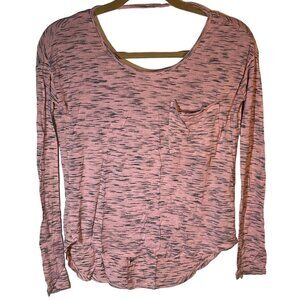 Bongo long sleeve Tshirt scoop neck  pink black extra small front pocket READ